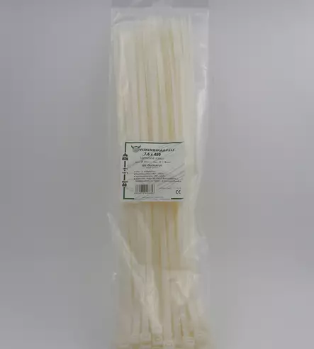 Nippuside 7,6x450 valkoinen 100kpl/pussi - Nippusiteet - 10-261723 - 1