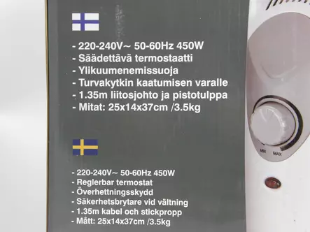 Lämmitin öljytäytteinen 450 W | LX - Sähköpatterit - 10-261719 - 2